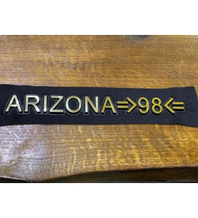 24X3 CM KABARTMA ALTIN YAZILI ARIZONA APLİKE ARMA YAMA DİKİŞ AKSESUARI