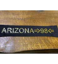 24X3 CM KABARTMA ALTIN YAZILI ARIZONA APLİKE ARMA YAMA DİKİŞ AKSESUARI