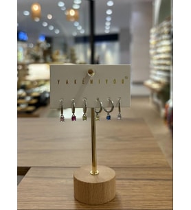 Yakemiyou Silver Minimal Renkli Altılı Küpe