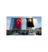 Başkumandan Gazi Mustafa Kemal Atatürk Bayrak ve Türk Bayrağı Premium Raşel Kumaş 2'li Set 10x15 metre ATA7