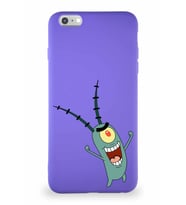 Apple iPhone 6 Plus Soft Premier Kapak Plankton Tasarımlı Silikon Kılıf - Mor (Şeffaf)