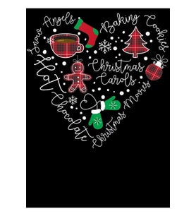 Sıcak Çikolata Noel Filmleri Pişirme Şarkıları Eğlenceli Kalp Tablo Ahşap Poster Dekoratif