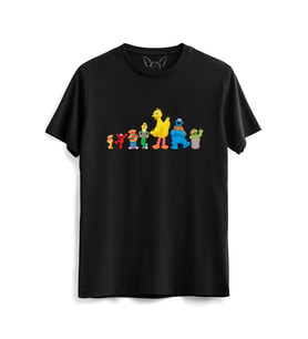 Susam Sokağı Dijital  Baskılı Siyah Tshirt 