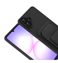 Samsung Galaxy A07 Kılıf Deri Dokulu ve Kartlıklı BiKart TPU Premium Kapak (Siyah)