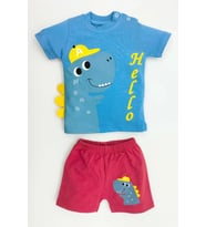 Erkek Bebek Yazlık Kıyafetler Şortlu Alt Üst Takım 2li Set Bebek Giyim (Turkuaz)