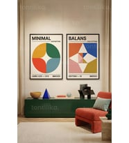 Minimalizm ve Denge 2'li Ahşap Çerçeveli Tablo Seti