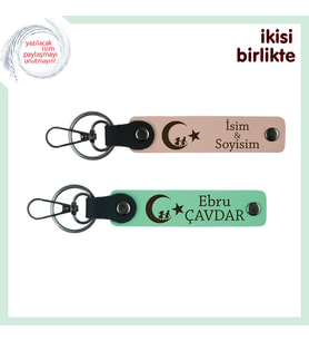 Unutulmaz Hediye Seçeneği – Çocuk Ve Ayyıldız Temalı Kişisel x2 Anahtarlık, Yavru Ağzı-Yeşil