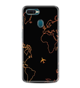 Oppo A5S A15 A16 A54 A55 A73 A74 Kılıf Desemli Silikon Harita ve Uçak 1777