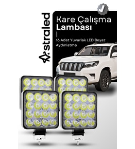 12-24V 16 LED 4 Adet Offroad ATV Kamyon Tır Traktör İş Makinesi