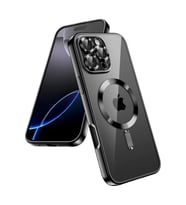 Apple iPhone 16 Pro Kılıf Kamera Lens Korumalı Renkli Magsafe Şarj Uyumlu Şeffaf Silikon (Siyah)