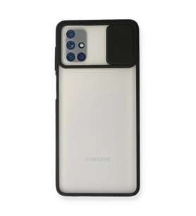 Samsung Galaxy M51 Kılıf Palm Buzlu Kamera Sürgülü Silikon - Siyah