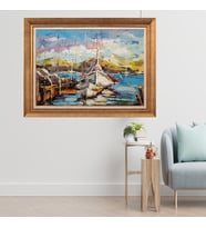 Çerçeveli Paspartulu Manzara Tablo cft0222 (Gold)