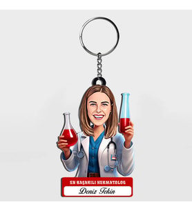 Karikatürlü - Kadın Hermatolog İsimli Anahtarlık