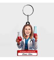 Karikatürlü - Kadın Hermatolog İsimli Anahtarlık