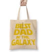 Best Dad İn The Galaxy Bez Çanta Uzun Saplı