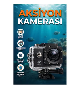 4K Ultra HD Geniş Açılı Su Geçirmez Profesyonel Aksiyon Kamerası