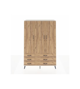 Hyperion Gardrop 5 Raflı 6 Çekmeceli Tek Askılı 132x44x195 Aytaşı-Çam