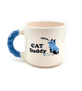 Cat Daddy Baskılı Mavi Kulplu Boncuk Kupa