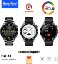 Haino Teko Watch GT4 Akıllı Saat 3 Kordonlu RW-44 Iphone 11 Uyumlu (Siyah)
