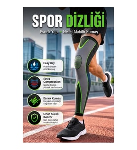 Uzun Kompresyon Dizliği Ergonomik Esnek Kumaşlı Tam Boy Spor Diz Destekliği