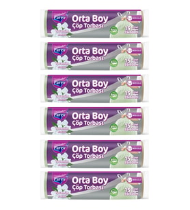 Büzgülü Çöp Torbası Yasemin Kokulu 15'li Orta Boy 55 x 60 cm Altılı Paket