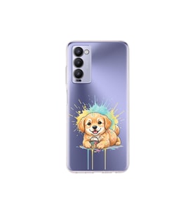 Tecno Camon 18 ile Uyumlu Splash Köpek Tasarımlı Şeffaf Silikon Kılıf
