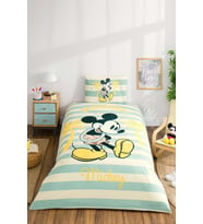 Özdilek Lisanslı Lastikli Çarşaflı Tek Kişilik Çocuk Nevresim Takımı-Mickey Mouse Hawaii Mint (Mint Yeşili)