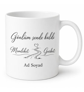 Memleket Gurbet Şehri İkili Yazılı Kupa Bardak Özel Tasarım Hediye