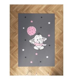 MEKTA HOME BEBEK VE ÇOCUK ODASI Pembe Filli Balonlu Desenli Halı