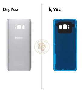 Samsung Galaxy S8 Gümüş Renk Arka Kapak Arka Cam Batarya Kapağı Pil Kapağı Lazer Kesim Back Cover Galaxy S8 Uyumlu