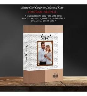 Kişiye Özel Çerçeveli Dekoratif Kutu - Kitap Görünümlü Kutu - Fotoğraf Hediyeli Dekor Kutu