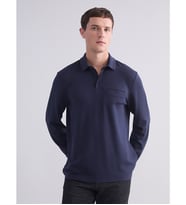 LCWAIKIKI Classic Lacivert Polo Yaka Uzun Kollu Erkek Tişört