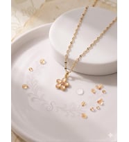925 Ayar Papatya Silver Açelya Çiçeği İtalyan Ezme Zincir Kolye.rose.gold.rodaj