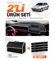FIAT TEMPRA (1992-1997) ANALOG KONSOL Uyumlu Torpido Örtüsü + Deri Bagaj Çantası Seti - Siyah Bej