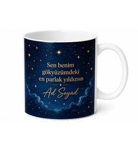 İsme Özel Gökyüzümdeki Yıldız Yazılı Kupa Bardak Hediye