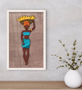 BK Home African Woman Dekoratif Ahşap Beyaz Çerçeveli Tablo-3