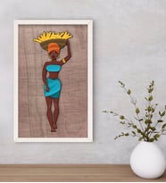 BK Home African Woman Dekoratif Ahşap Beyaz Çerçeveli Tablo-3