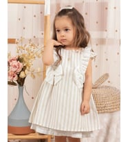 BABYDOLA 15011 Kız Bebek Fiyonk Detaylı Güpürlü Kahve Elbise  (Çok Renkli)