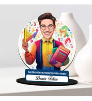 Erkek İlköğretim Matematik Öğretmenine Hediye Karikatürlü Biblo