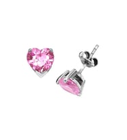 Bella Gloria Pembe Kuvars Kalp Gümüş Küpe (GPE0011)