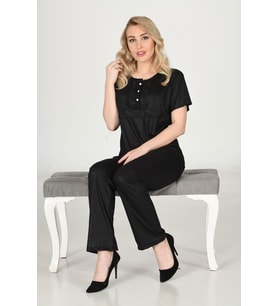 Sistina 1585 Penye Pijama Takım (Siyah)