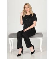 Sistina 1585 Penye Pijama Takım (Siyah)