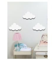 Ahşap beyaz Bulut 3'lü Set (Beyaz)