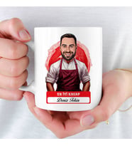 En İyi Erkek Kasap Karikatürlü ve İsimli Kupa Bardak