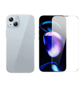 Baseus iPhone 15 Plus Schott Serisi Şeffaf Silikon Kılıf + Tempered Ekran Koruyuc - SSSSSS6270-9