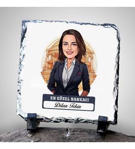 Kişiye Özel Hediye Karikatürlü En Güzel Bankacı Dekoratif Taş