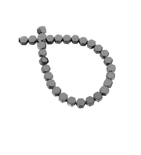 Hematit Doğal Taş Parlak Füme Altıgen Kesim 7x4mm Dizi