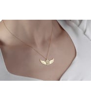 Kişiye Özel 925 Ayar Gümüş Minimal Melek Kanatlı Numara Kolye (Gold)