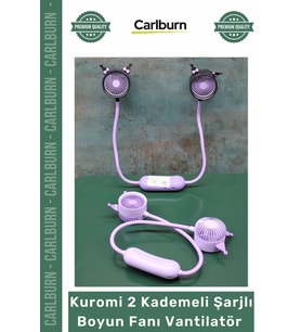 #Vantilatör Anime Kawaii USB Hands Free Esnek Hafif Kuromi 2 Kademeli Şarjlı Boyun Fanı Vantilatör