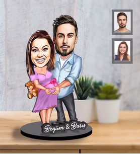 Kişiye Özel Sevgili Karikatürlü İki Katmanlı Ahşap Biblo Model 13